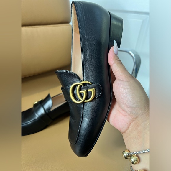 Gucci Double GG Marmont Leather Flats Sz 37 - Picture 8 of 15